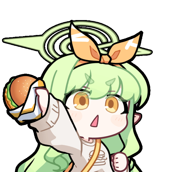 1girl, acomu414, animated, animated_gif, bag, blinking, blue_archive, burger