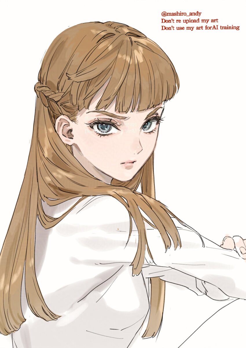 1girl, absurdres, artist_name, braid, brown_hair, grey_eyes, gundam, gundam_wing