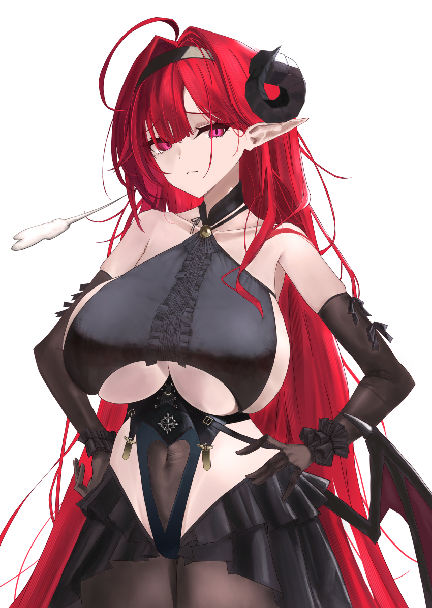 00zanpan00, 1girl, absurdres, ahoge, azur_lane, bare_shoulders, black_hairband, black_horns