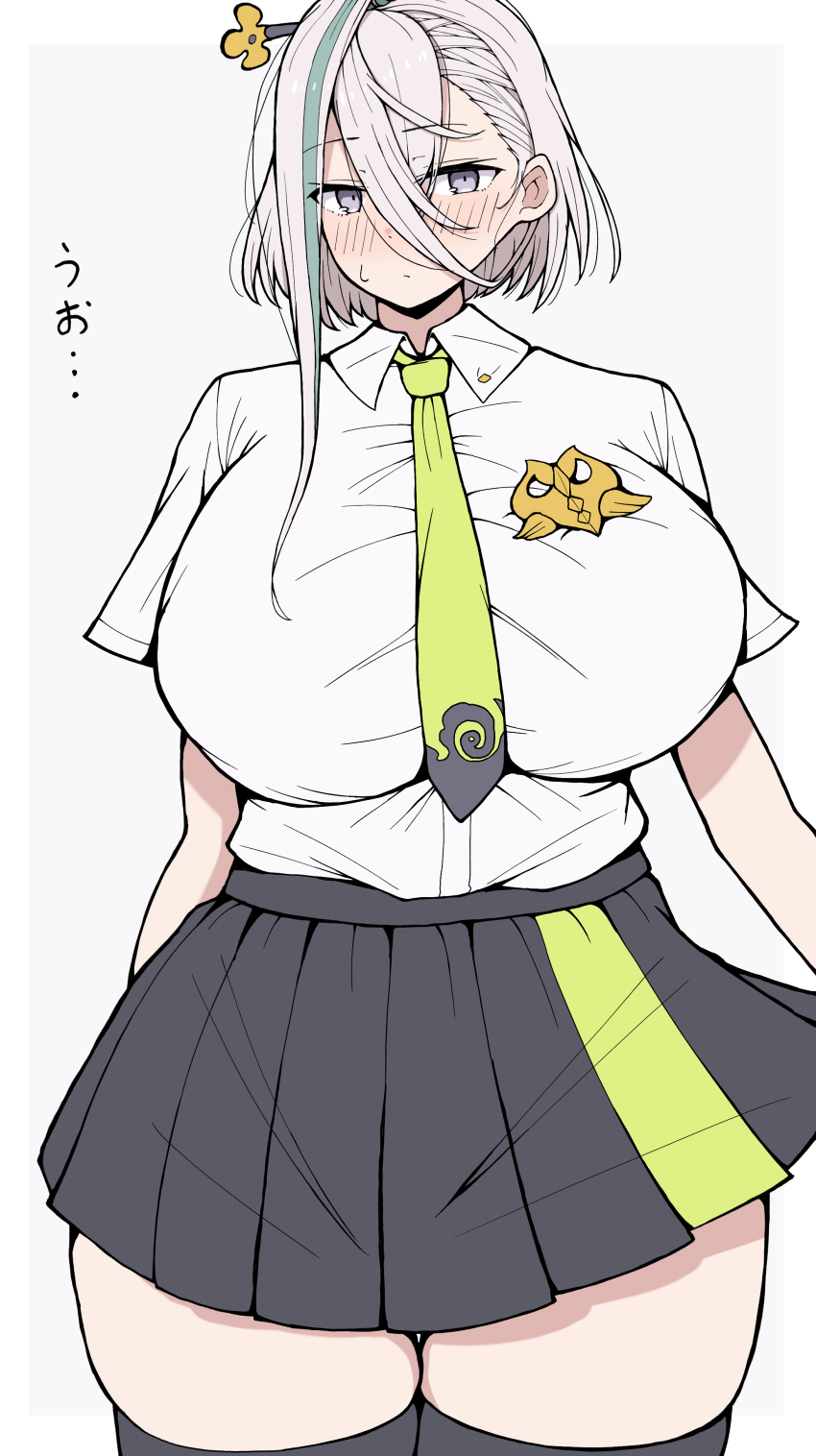 1girl, absurdres, azuki_(ne_4zk), breasts, collared_shirt, fate/grand_order, fate_(series), green_hair