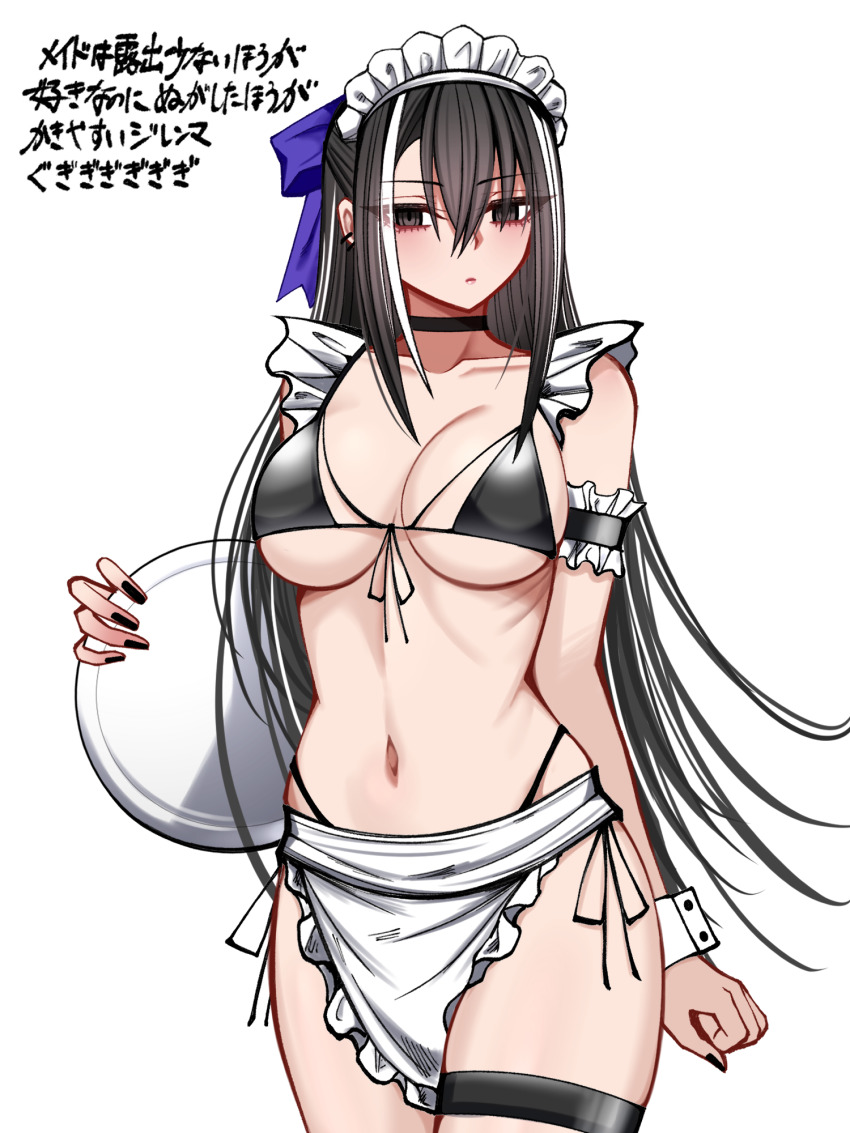 1girl, bare_shoulders, bikini, blush, breasts, cleavage, fate/grand_order, fate_(series), highres, kawakami_gensai_(fate), kawakami_gensai_(second_ascension)_(fate), large_breasts, long_hair, looking_at_viewer, mcpc_zamurai, navel, solo, swimsuit, thighs