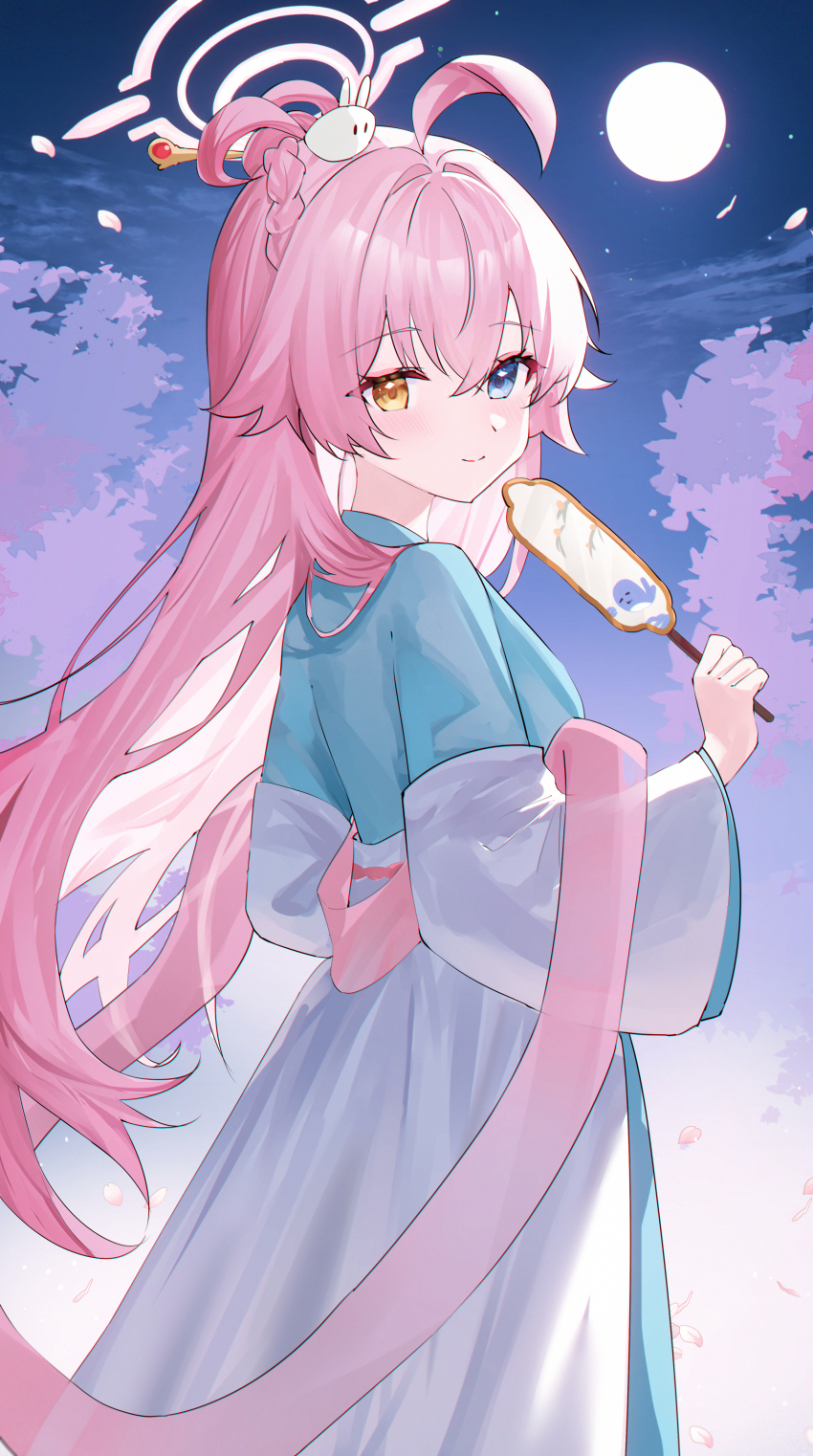 1girl, absurdres, ahoge, alternate_costume, blue_archive, blue_dress, chinese_clothes, dress