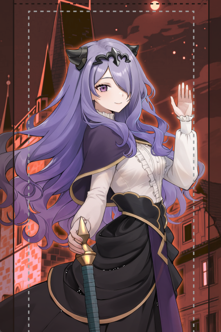 1girl, aged_down, axe, black_skirt, breasts, camilla_(fire_emblem), camilla_(young_beauty)_(fire_emblem), capelet