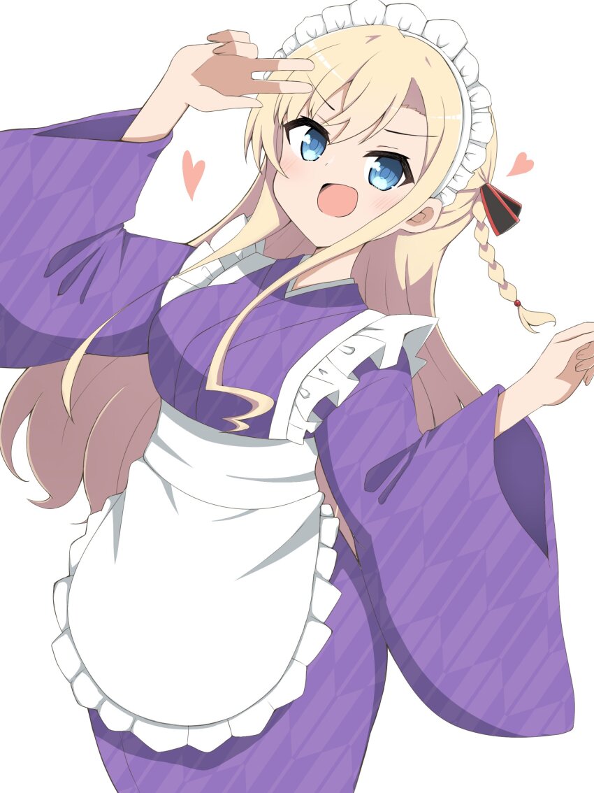 1girl, absurdres, alternate_costume, apron, blue_eyes, braid, brown_hair, enmaided