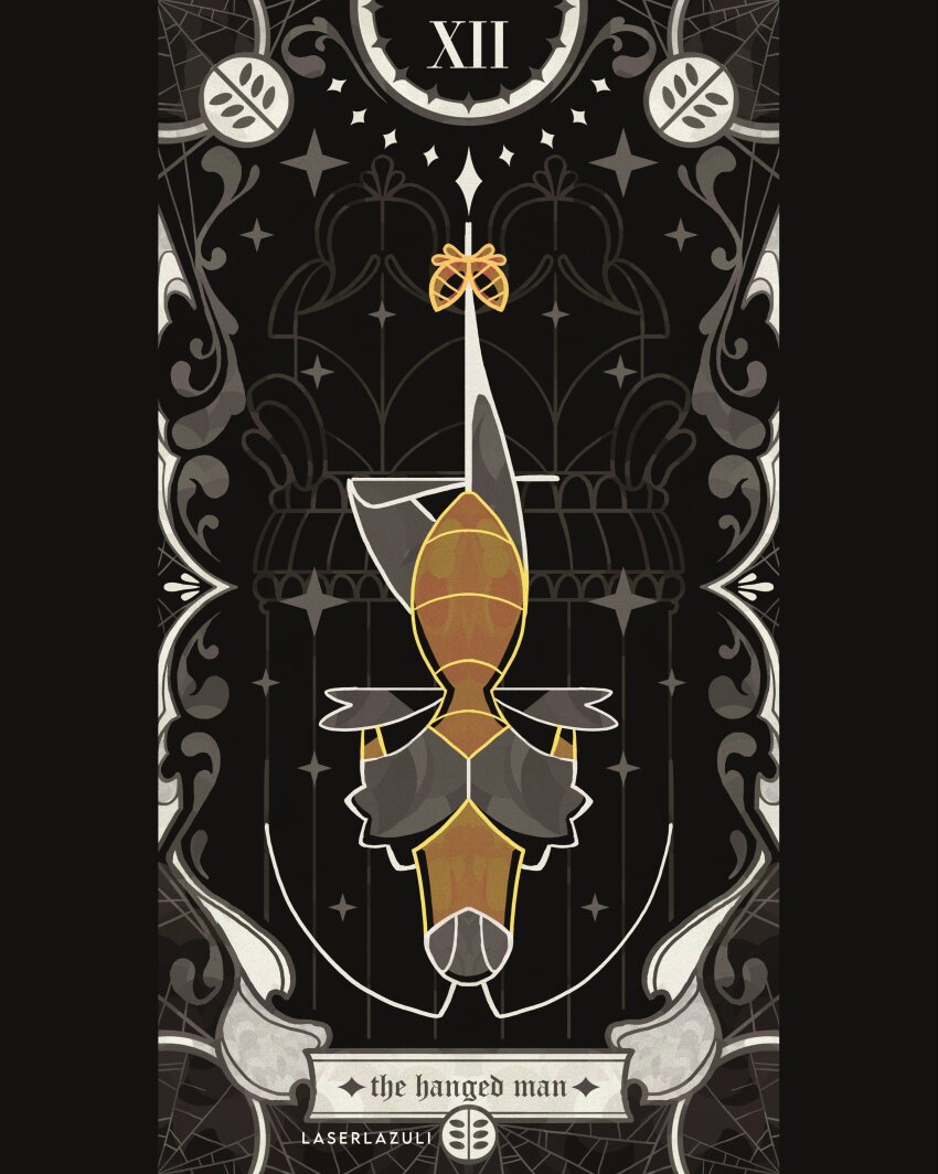 1boy, absurdres, antennae, arms_behind_back, arthropod_boy, artist_name, card_(medium), commentary