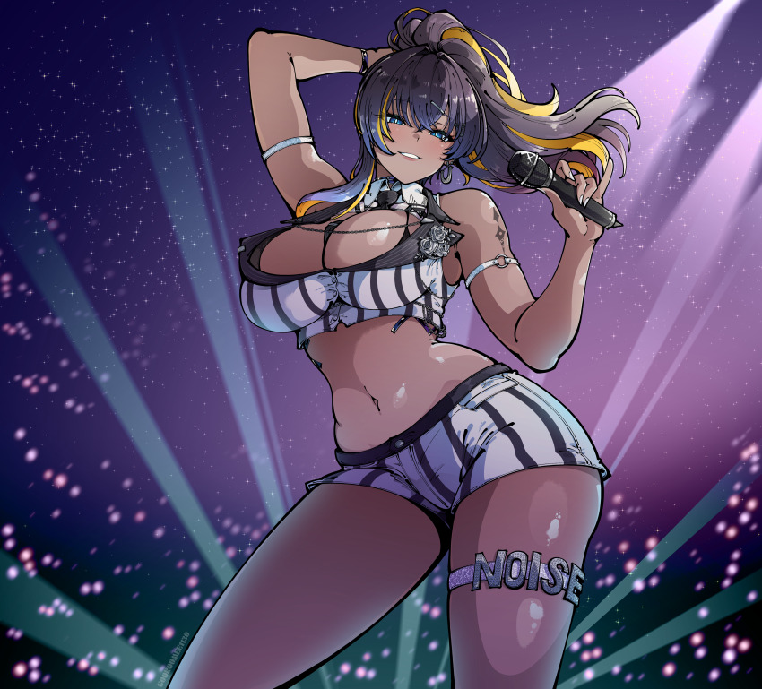 1girl, absurdres, breasts, concert, dark_skin, goddess_of_victory:_nikke, gooroomee, highres