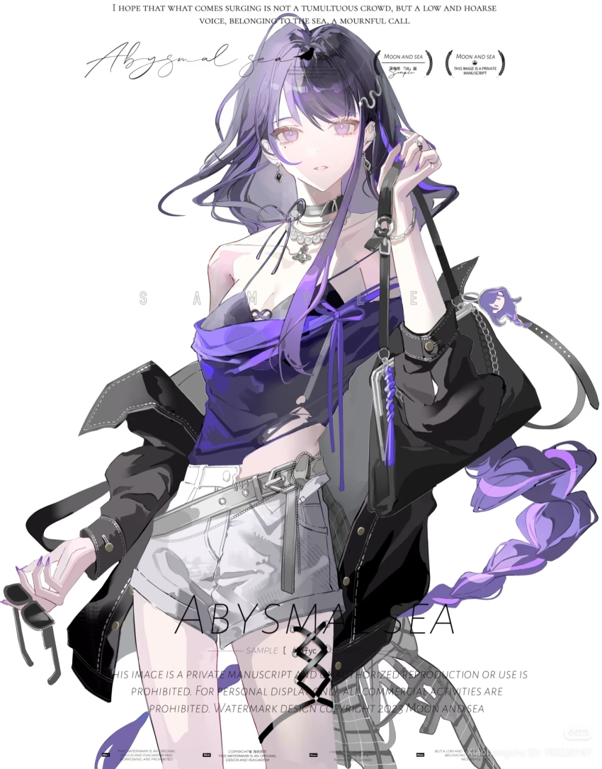 1girl, alternate_costume, armpit_crease, bad_source, bag, bare_shoulders, black_bra, black_choker