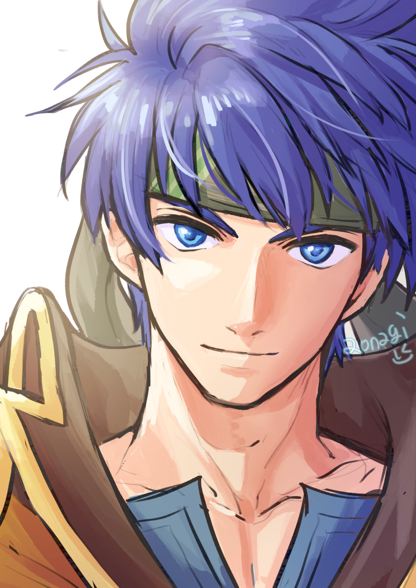 1boy, aonagimay, blue_eyes, blue_hair, closed_mouth, fire_emblem, fire_emblem:_path_of_radiance, green_headband