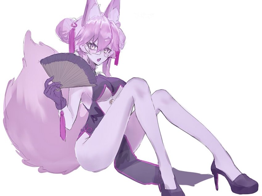 1girl, animal_ears, breasts, china_dress, chinese_clothes, dress, fang, fate/grand_order