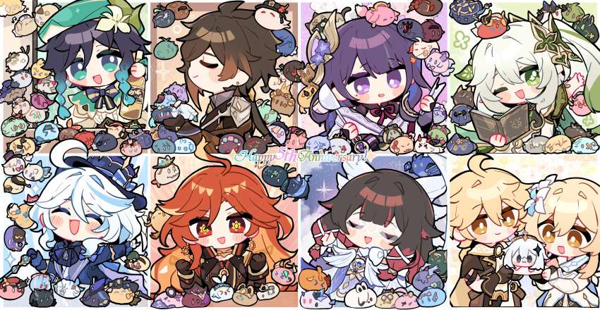 3boys, 6+girls, absurdres, aether_(genshin_impact), ahoge, alhaitham_(genshin_impact), amber_(genshin_impact), animal