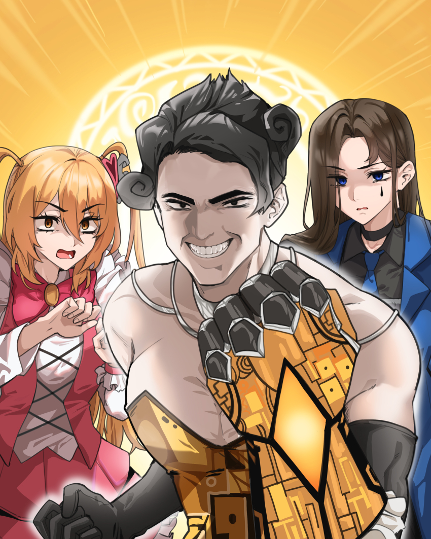 absurdres, alternate_hairstyle, black_choker, black_eyes, black_gloves, black_hair, black_shirt, blue_eyes