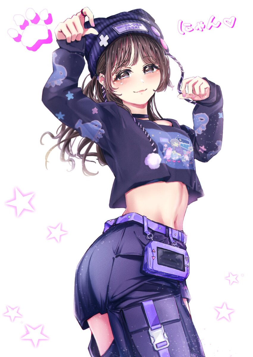 1girl, 5th_live_tour_~4pair_power_spread!!!!~, :3, alt_text, animification, blush, brown_hair, choker