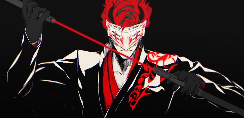 1boy, adam_taurus, chokutou, gloves, highres, holding, holding_sword, holding_weapon