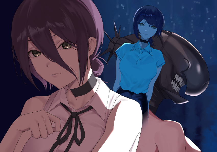 1girl, absurdres, black_choker, black_ribbon, bomb_devil_(chainsaw_man), chainsaw_man, choker, closed_mouth