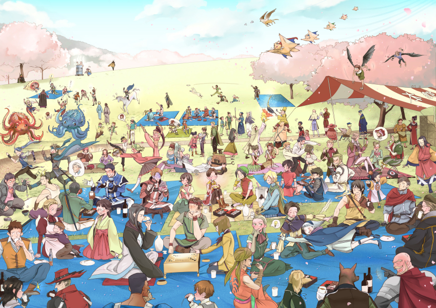 apple_(suikoden), blush, chasing, drinking, eating, flik_(suikoden), flying, gambling