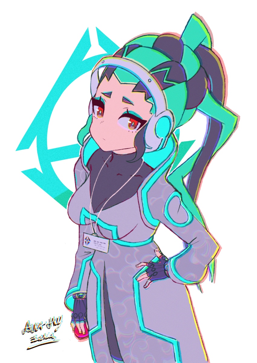 1girl, absurdres, aurax118, black_gloves, black_hair, breasts, closed_mouth, commentary