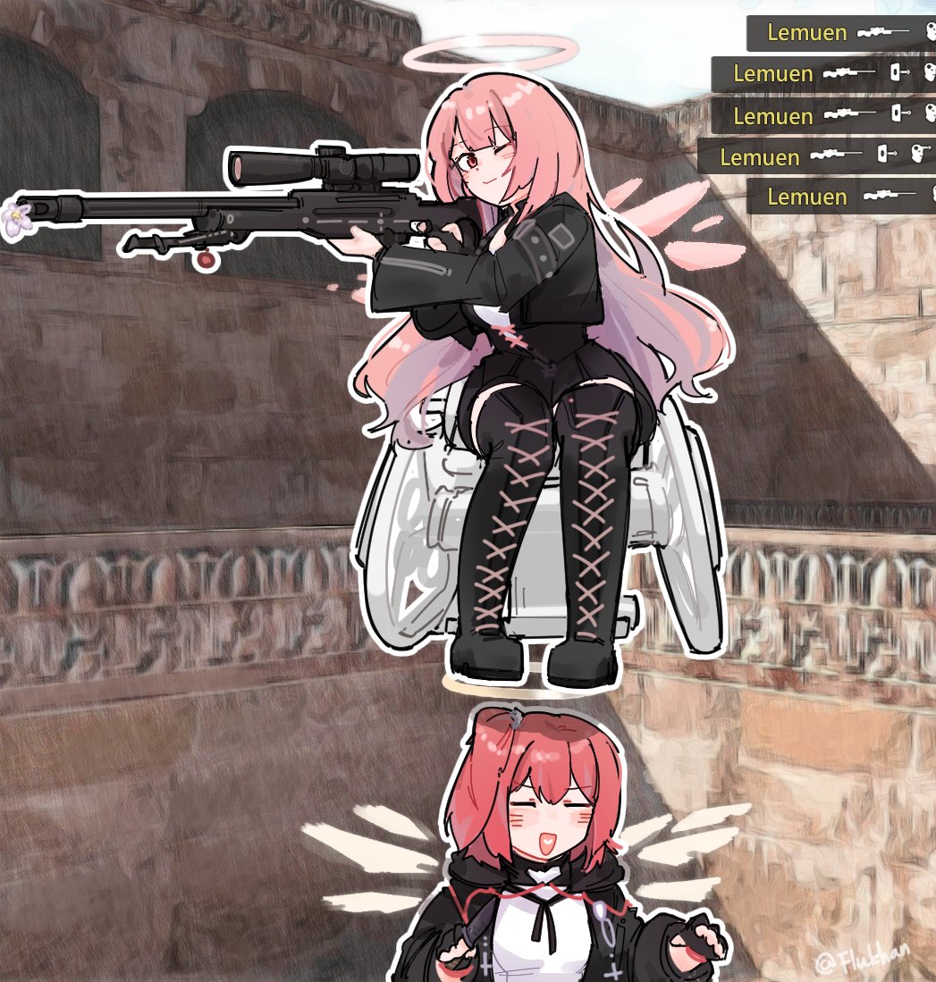 2girls, arknights, black_boots, black_gloves, black_jacket, boots, closed_eyes, closed_mouth