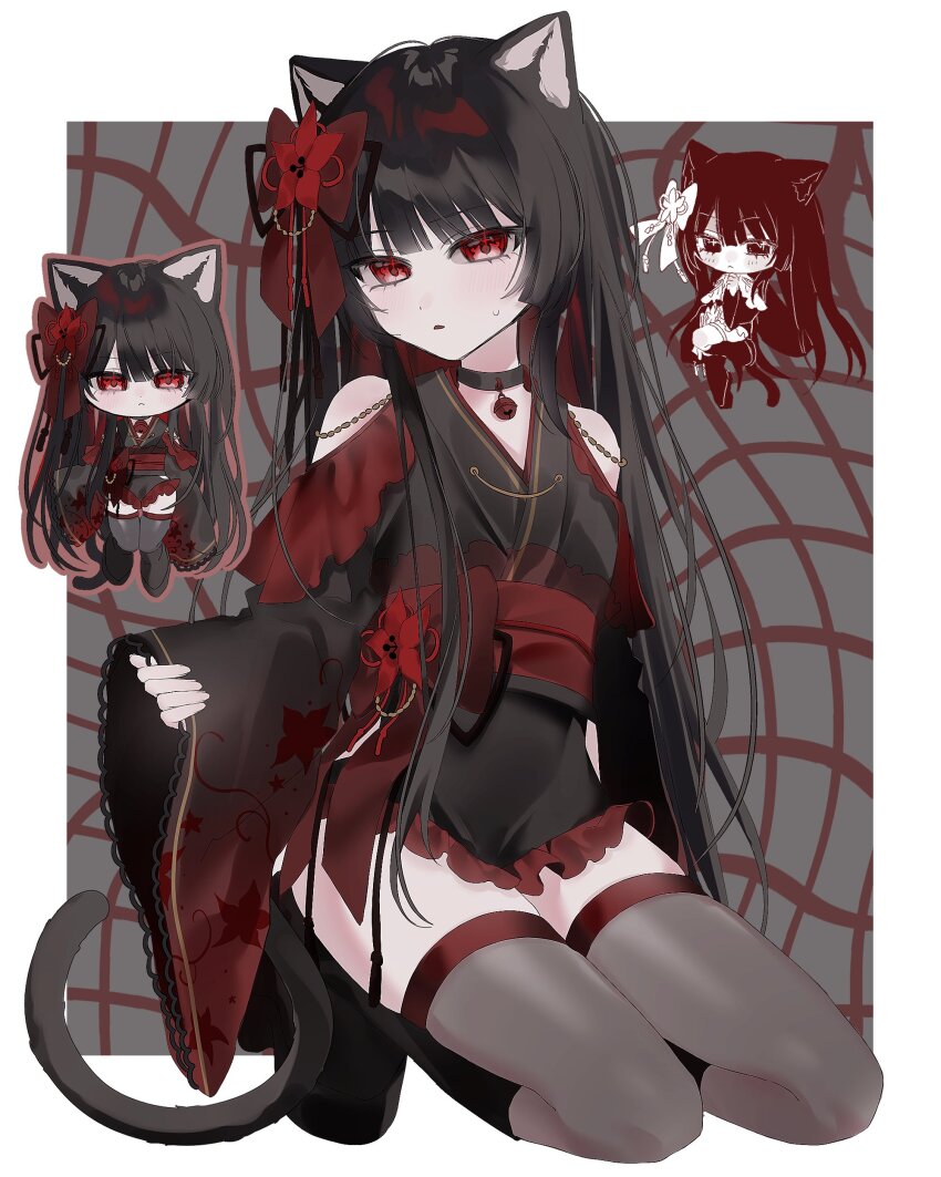 1girl, absurdres, adapted_costume, alternate_costume, animal_ear_fluff, animal_ears, bare_shoulders, black_choker