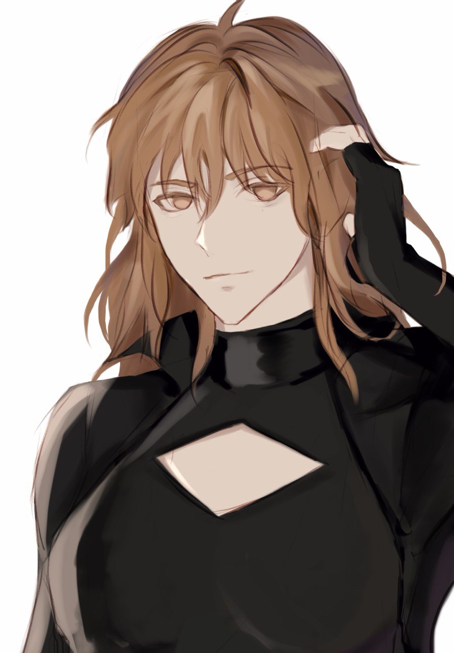 1girl, above-cleavage_cutout, black_coat, black_gloves, black_shirt, breasts, brown_eyes, brown_hair