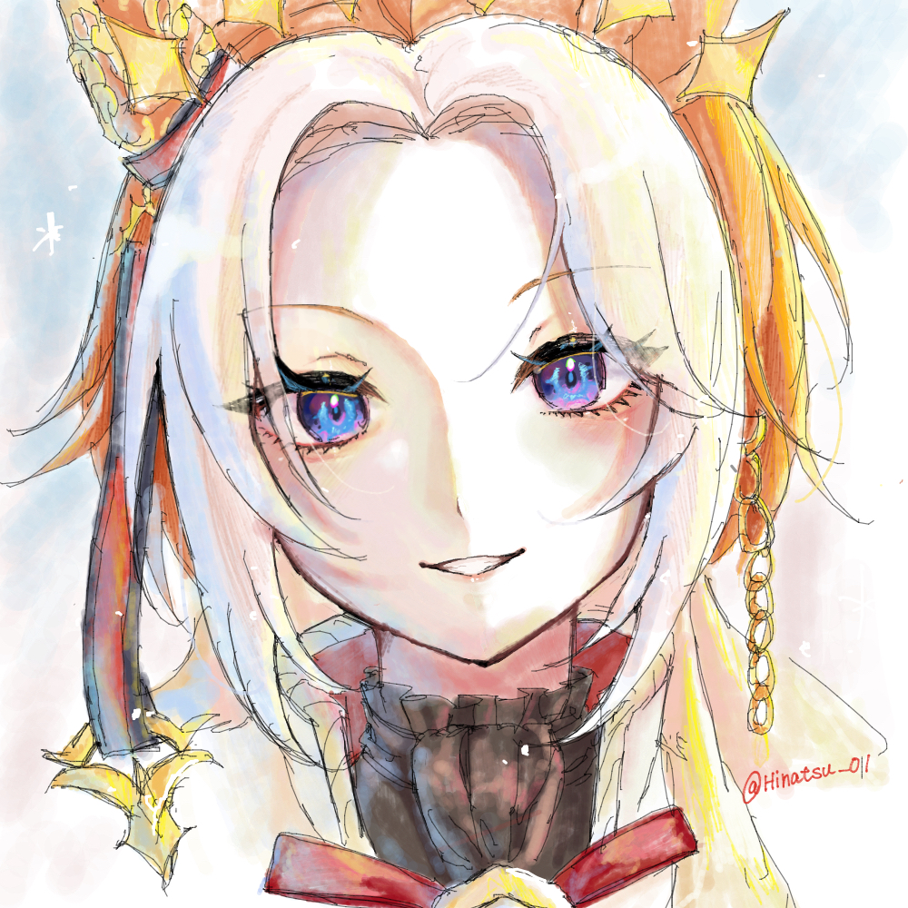 1girl, animal_ears, black_shirt, blonde_hair, blue_eyes, bow, ear_covers, ear_ribbon