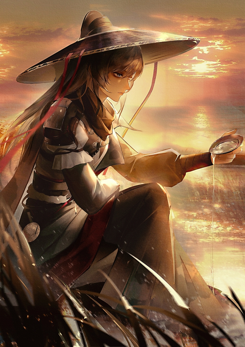 1girl, absurdres, aged_up, bandana, bandana_around_neck, black_bandana, black_hair, black_pants