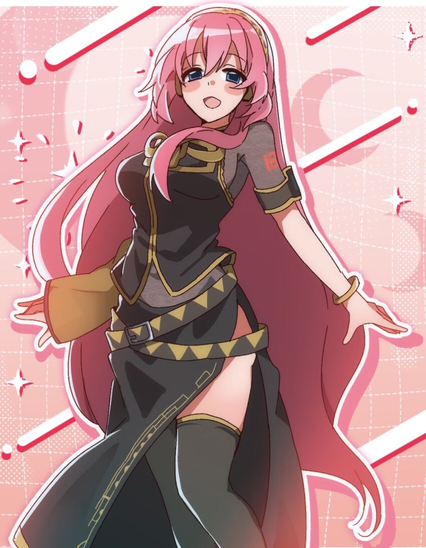 1girl, bangle, belt, beruna0612, black_skirt, black_thighhighs, black_vest, blue_eyes