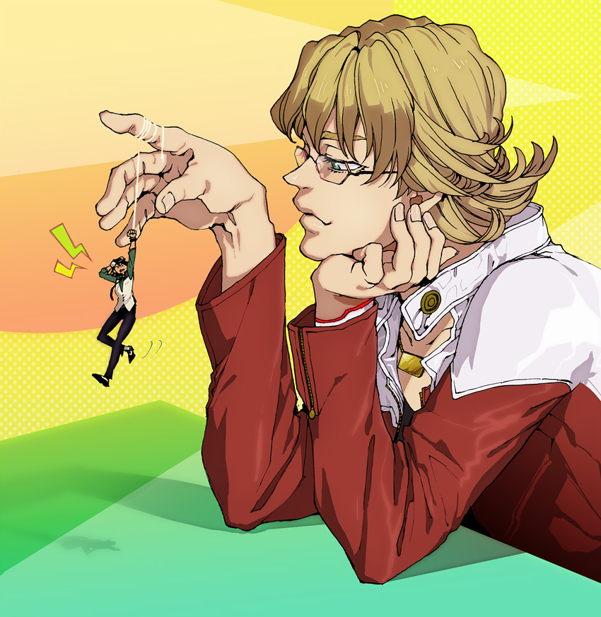 10s, 2boys, bad_id, bad_pixiv_id, barnaby_brooks_jr., blonde_hair, brown_eyes, brown_hair
