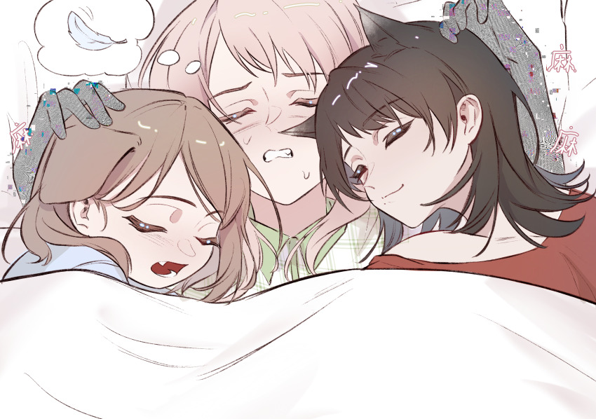 3girls, absurdres, animal_ears, bang_dream!, bang_dream!_it's_mygo!!!!!, black_hair, brown_hair, chihaya_anon