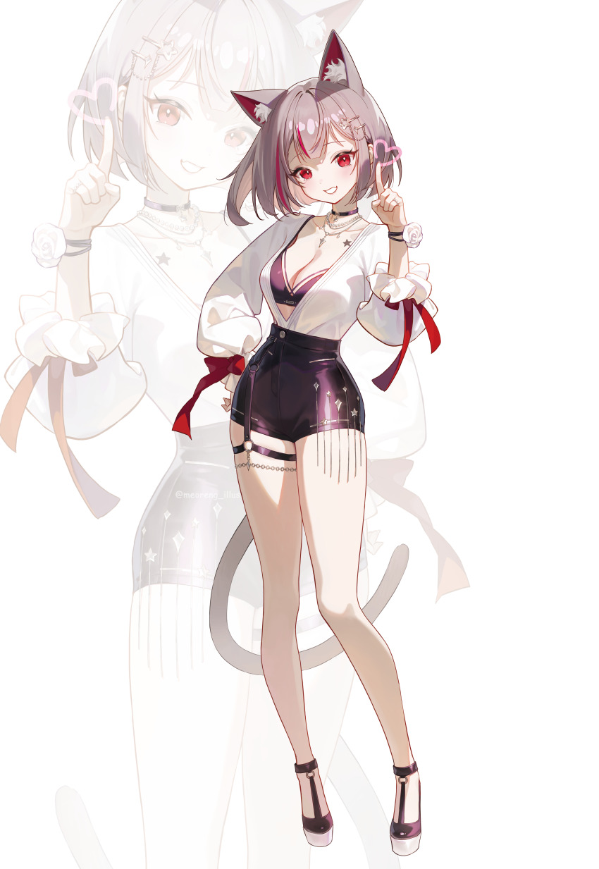 1girl, absurdres, animal_ear_fluff, animal_ears, bilingual_commentary, black_choker, bra, breasts