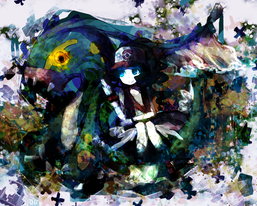 10s, 1girl, bad_id, bad_pixiv_id, blue_eyes, creature, eelektross, gen_5_pokemon