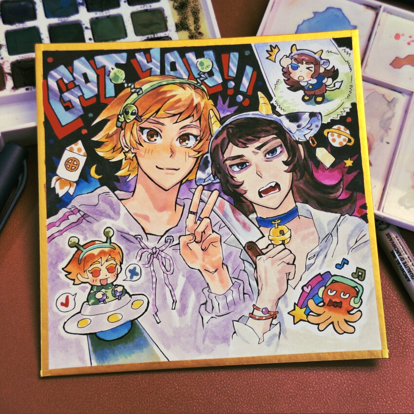 1boy, 1girl, abaddon_(haunted_hotel), abaddon_(human)_(haunted_hotel), absurdres, aged_up, animal_ear_hairband, animal_ears