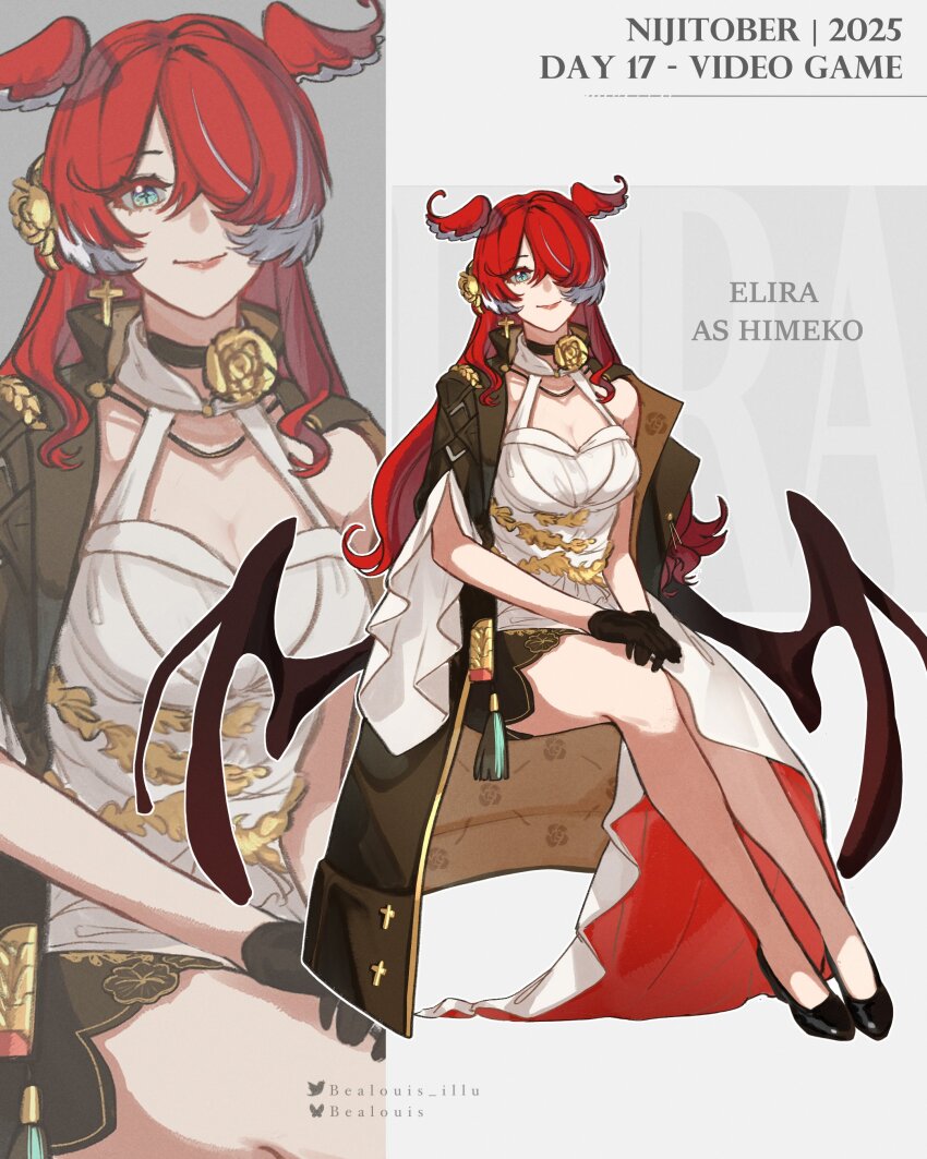 1girl, absurdres, alternate_hair_color, aqua_eyes, bealouis_illu, black_jacket, breasts, character_name