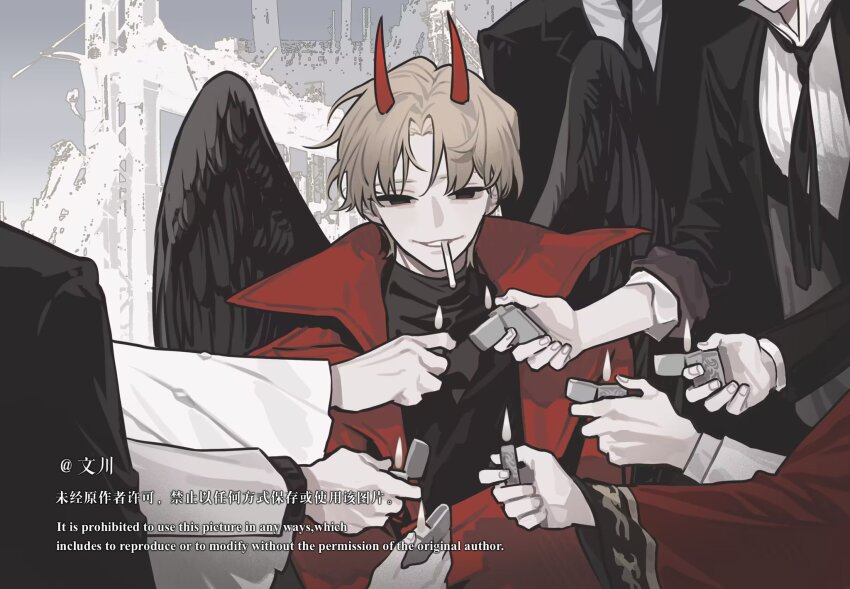 1boy, 6+others, aegyo_sal, black_coat, black_eyes, black_necktie, black_shirt, black_suit