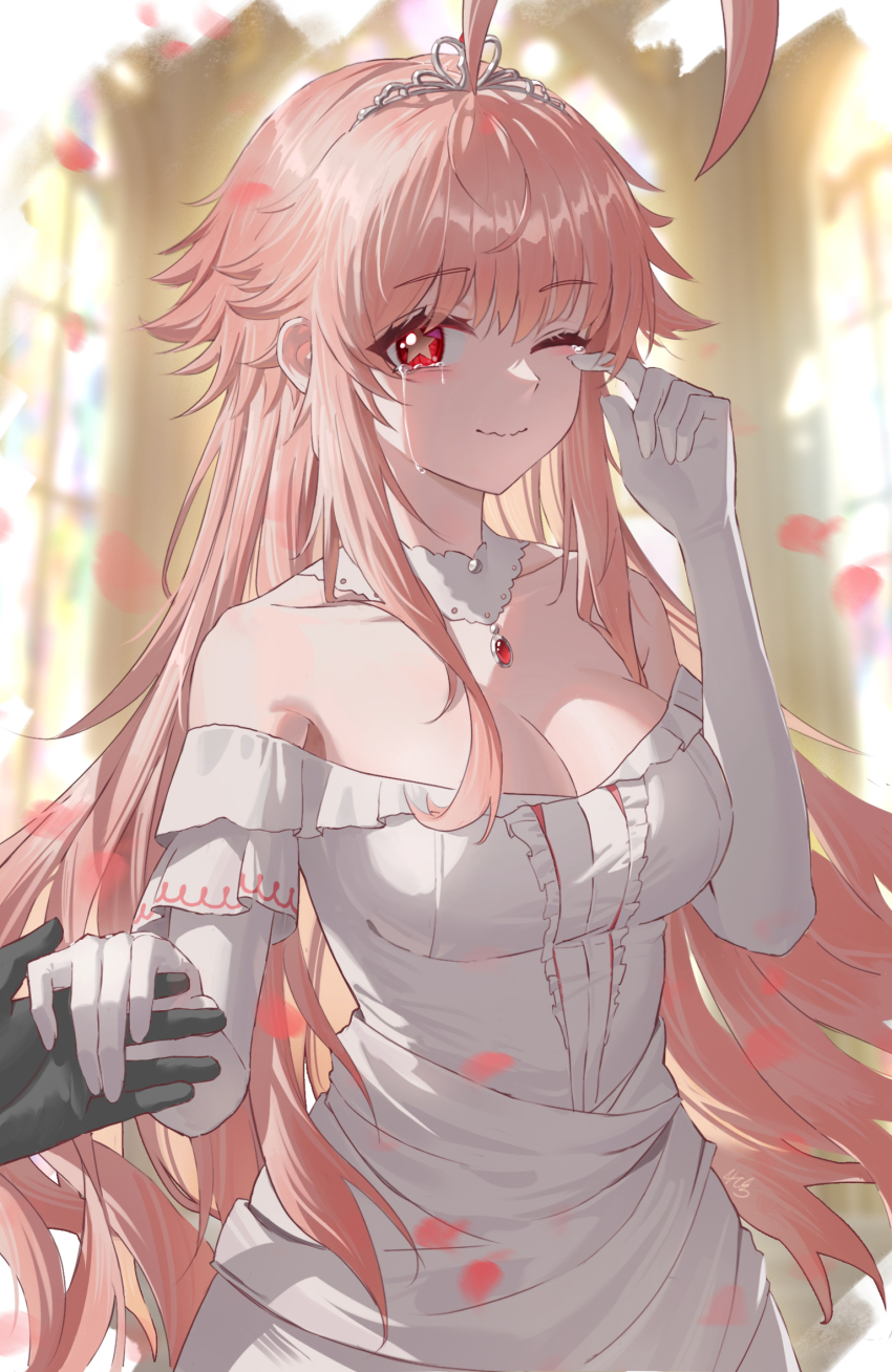 1girl, ahoge, bare_shoulders, bfs1557897975, black_souls, black_souls_2, breasts, cleavage