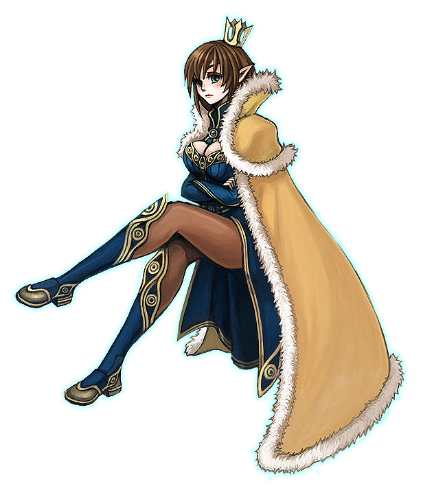1girl, arms_under_breasts, blue_boots, blue_dress, blue_eyes, boots, breasts, brown_cape