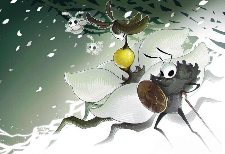 1boy, 1girl, absurdres, antennae, arthropod_boy, arthropod_girl, artist_name, black_eyes
