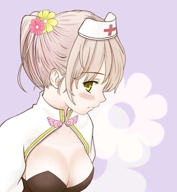 1girl, arch_bishop_(ragnarok_online), black_dress, blush, breasts, brown_hair, cleavage, cleavage_cutout