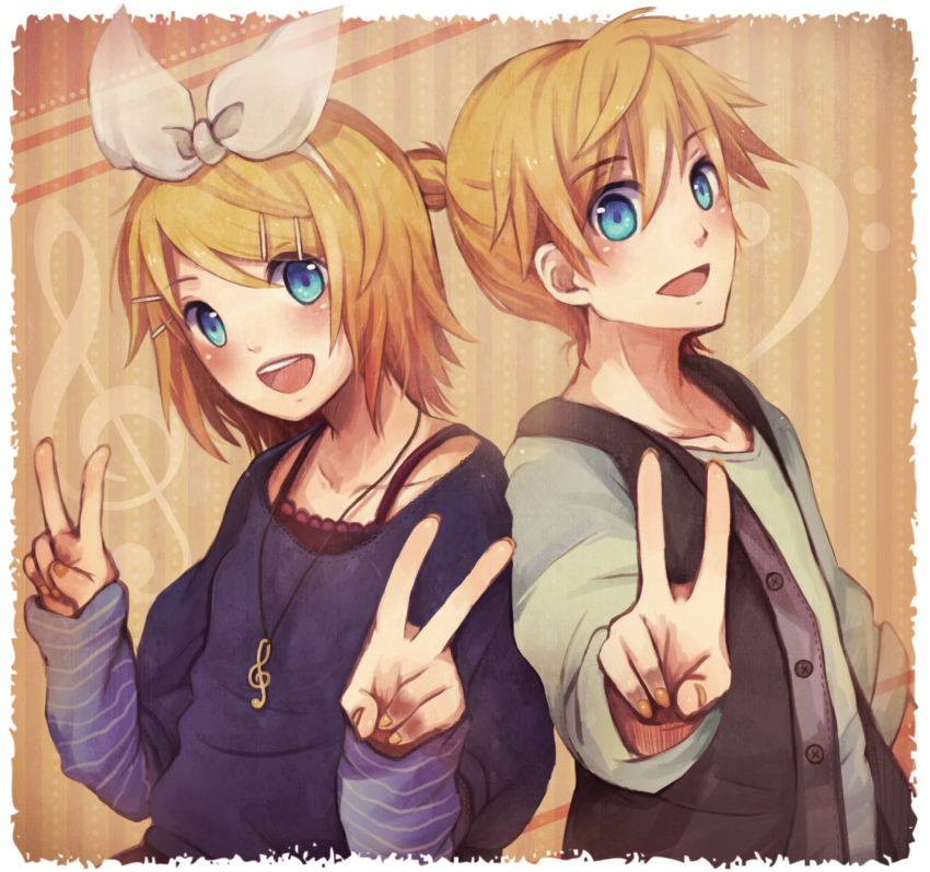 1boy, 1girl, bad_id, bad_pixiv_id, blonde_hair, blue_eyes, brother_and_sister, casual