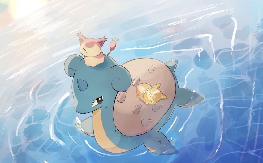 absurdres, closed_eyes, commentary_request, full_body, gen_1_pokemon, gen_3_pokemon, gen_8_pokemon, green_eyes