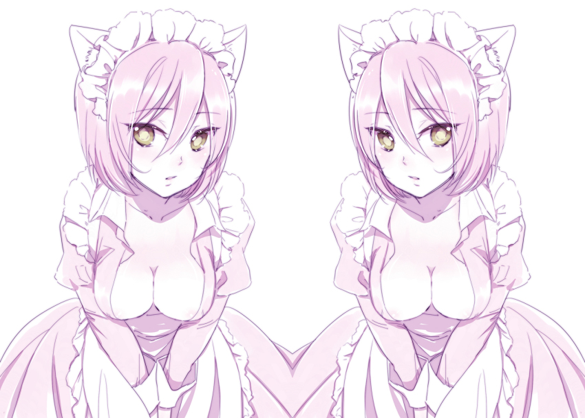 1girl, alternate_costume, animal_ears, anz_(starry), apron, bad_id, bad_pixiv_id, breasts