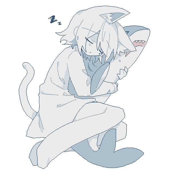 1girl, animal_ear_fluff, animal_ears, blush_stickers, cat_ears, cat_girl, cat_tail, closed_eyes