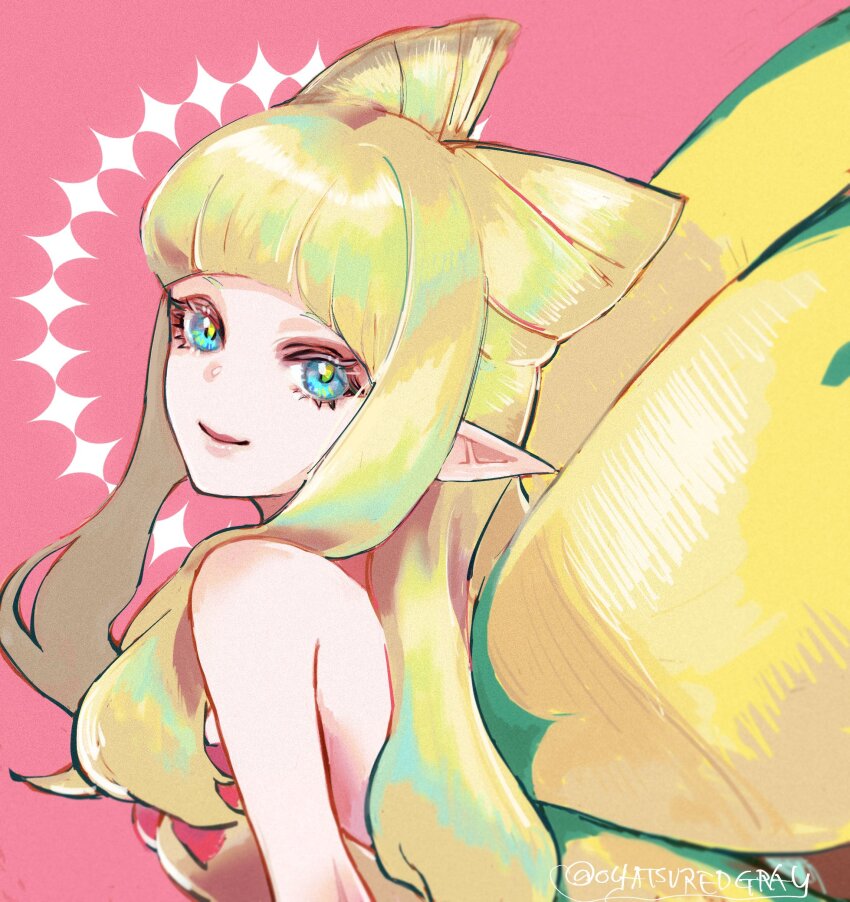 1girl, aqua_eyes, bare_shoulders, cone_hair_bun, eos_(ff14), fairy, fairy_wings, final_fantasy