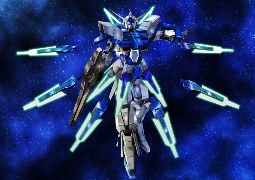 absurdres, energy_gun, funnels_(gundam), green_eyes, gun, gundam, gundam_age, gundam_age-fx