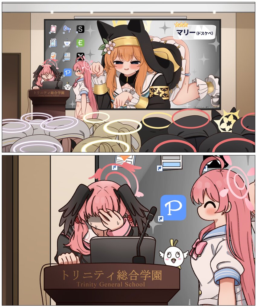 6+girls, ^_^, absurdres, ahoge, animal_ears, ass, beret, black_hair