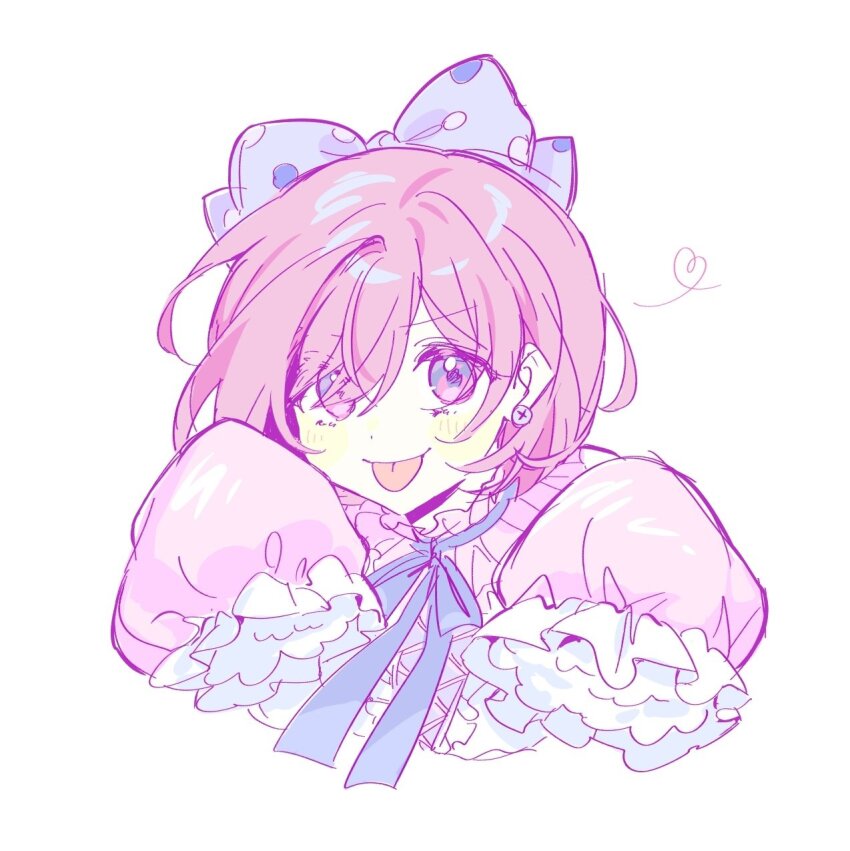 bob_cut, bow, dress, earrings, frilled_dress, frilled_sleeves, frills, hair_bow