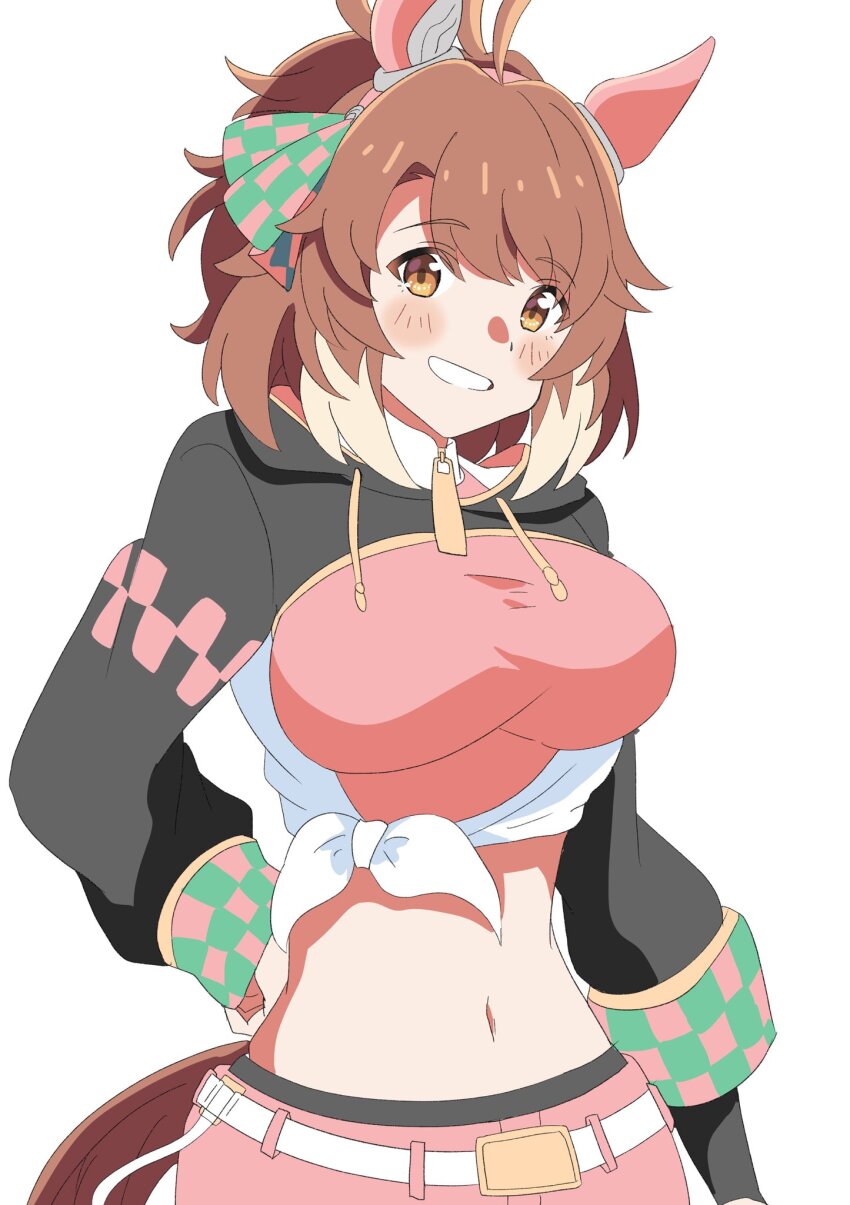 1girl, ahoge, animal_ears, aoi_tenjiku, belt, black_leggings, black_shrug, blush