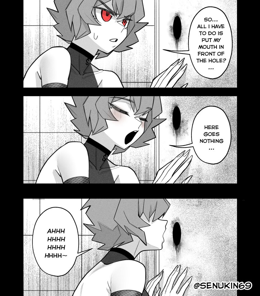 1girl, absurdres, armpit_crease, artist_name, bare_shoulders, blush, commentary, covered_collarbone