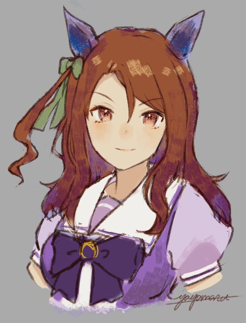 1girl, animal_ears, brown_eyes, brown_hair, ear_covers, highres, horse_ears, horse_girl