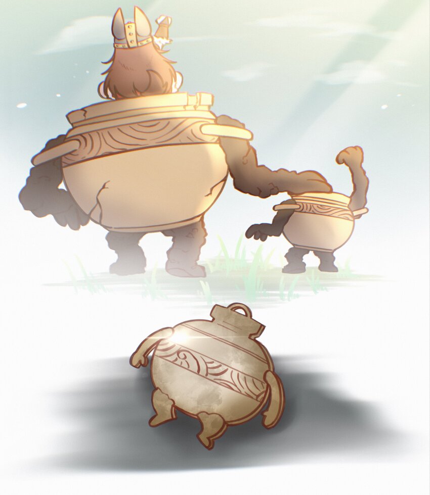 1girl, absurdres, akainu_pony, animal_ears, arm_up, brown_hair, cloud, dog_girl