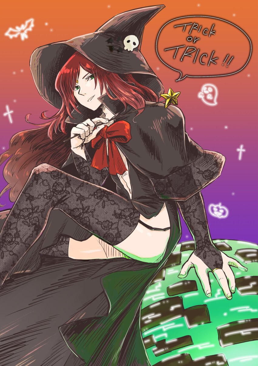 1boy, black_cape, black_thighhighs, bridal_gauntlets, cape, chickenkue, commentary_request, gabriel_(star_ocean)